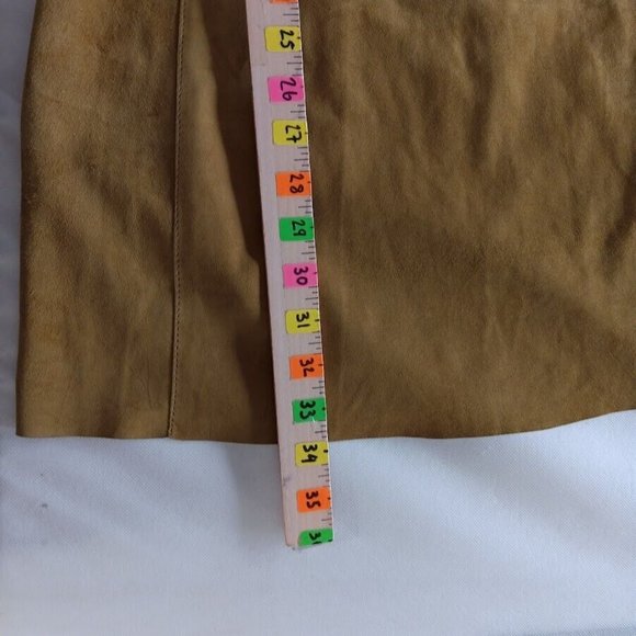 Womens Suede Dress sz 42 Made In Italy Halter Ruffle Open-Back Mini - Picture 11 of 13